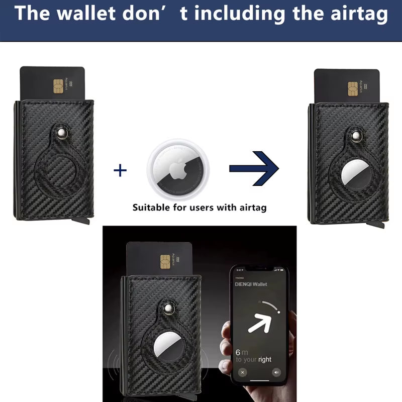 Rfid Credit Card Holder Wallet for Airtag Men Women Wallets Money Bags Leather Wallet for Apple Air Tag Purses Smart Wallet