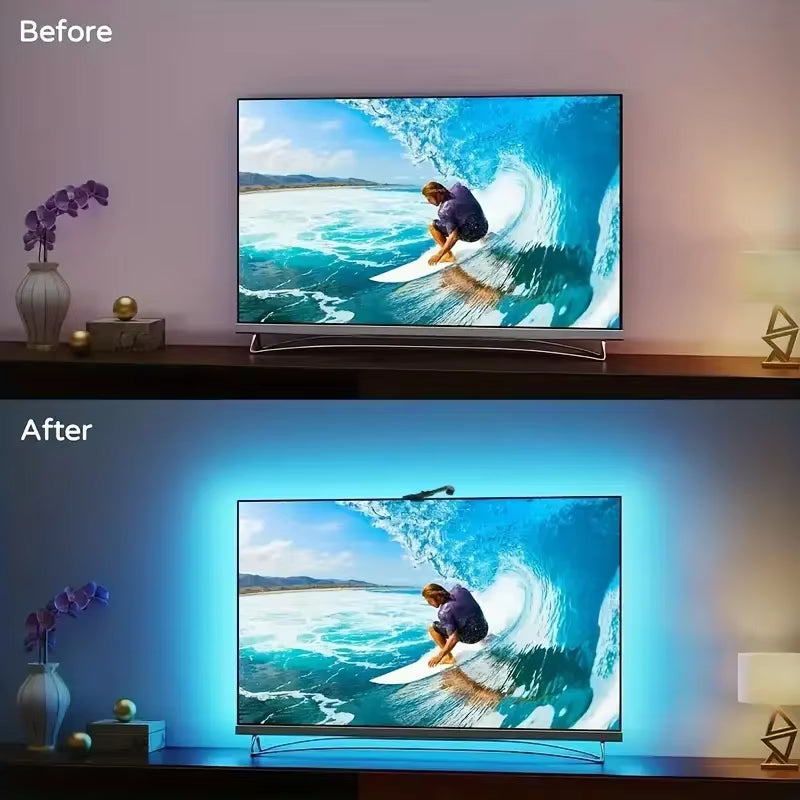 Lights - USB LED TV Backlight with Camera Color Pickup RGBIC LED Strip Lights APP Control Sync Music for 40-75 Inch TV Game Atmosphere