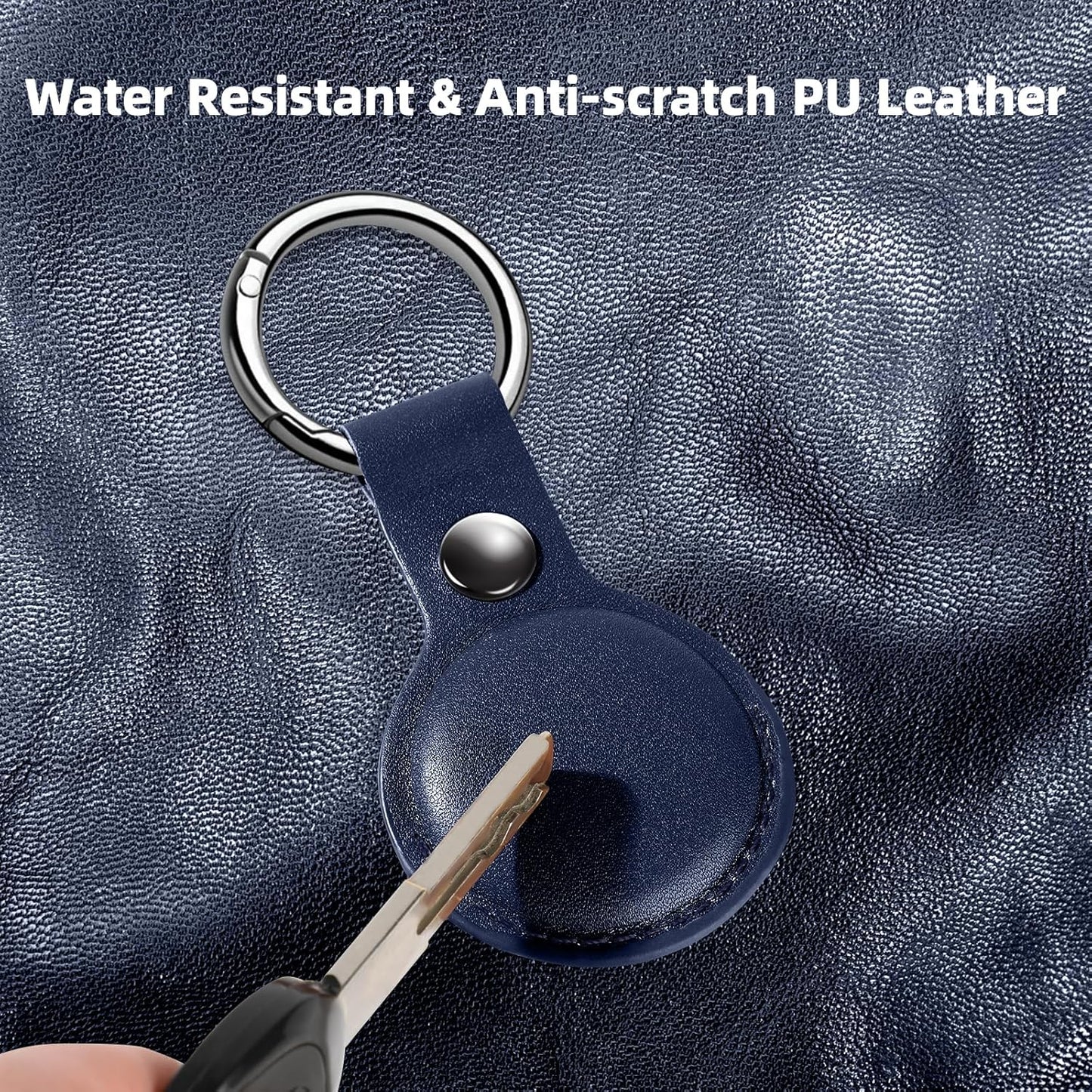 AirTag Case - 4‑Pack PU Leather AirTag Case with Key Ring – Protective Holder for Luggage, Pets, Kids & Keychains