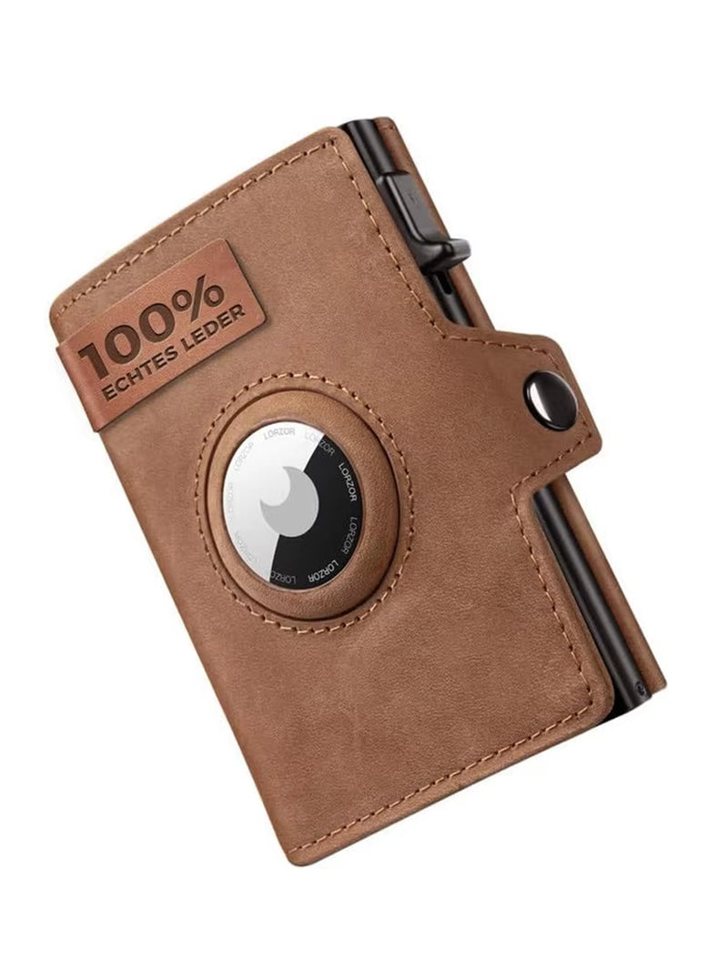 Wallet - Men’s Leather Wallet with Coin Pocket & AirTag Holder – RFID & Anti‑Theft Blocking, Card Clip Organizer