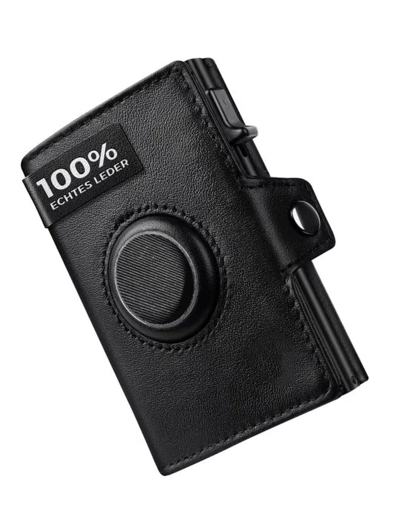 Wallet - Men’s Leather Wallet with Coin Pocket & AirTag Holder – RFID & Anti‑Theft Blocking, Card Clip Organizer