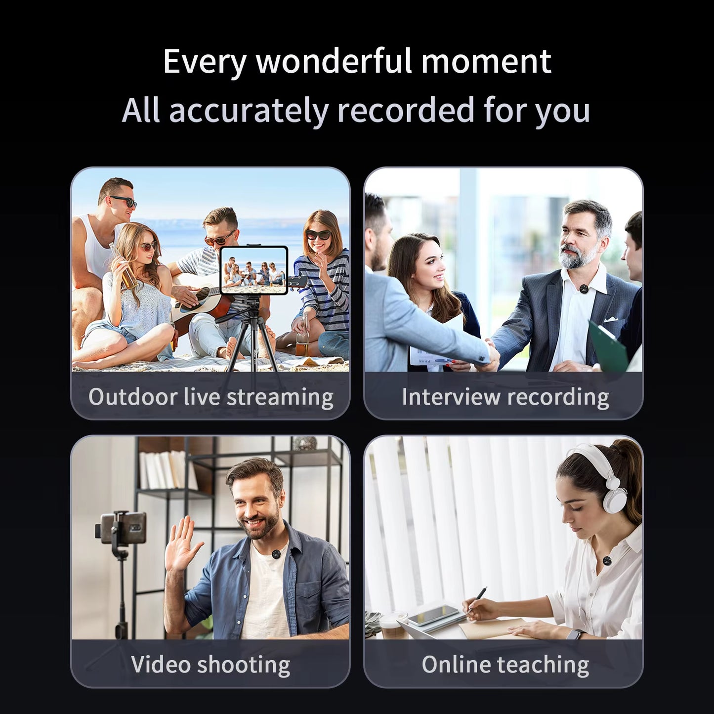 2.4G Plug and Play Chip Wireless Lavalier Mic with Charging Case Lavalier Microphone Wireless for Iphone