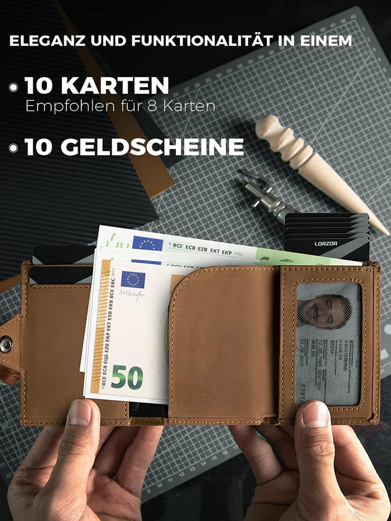 Wallet - Men’s Leather Wallet with Coin Pocket & AirTag Holder – RFID & Anti‑Theft Blocking, Card Clip Organizer