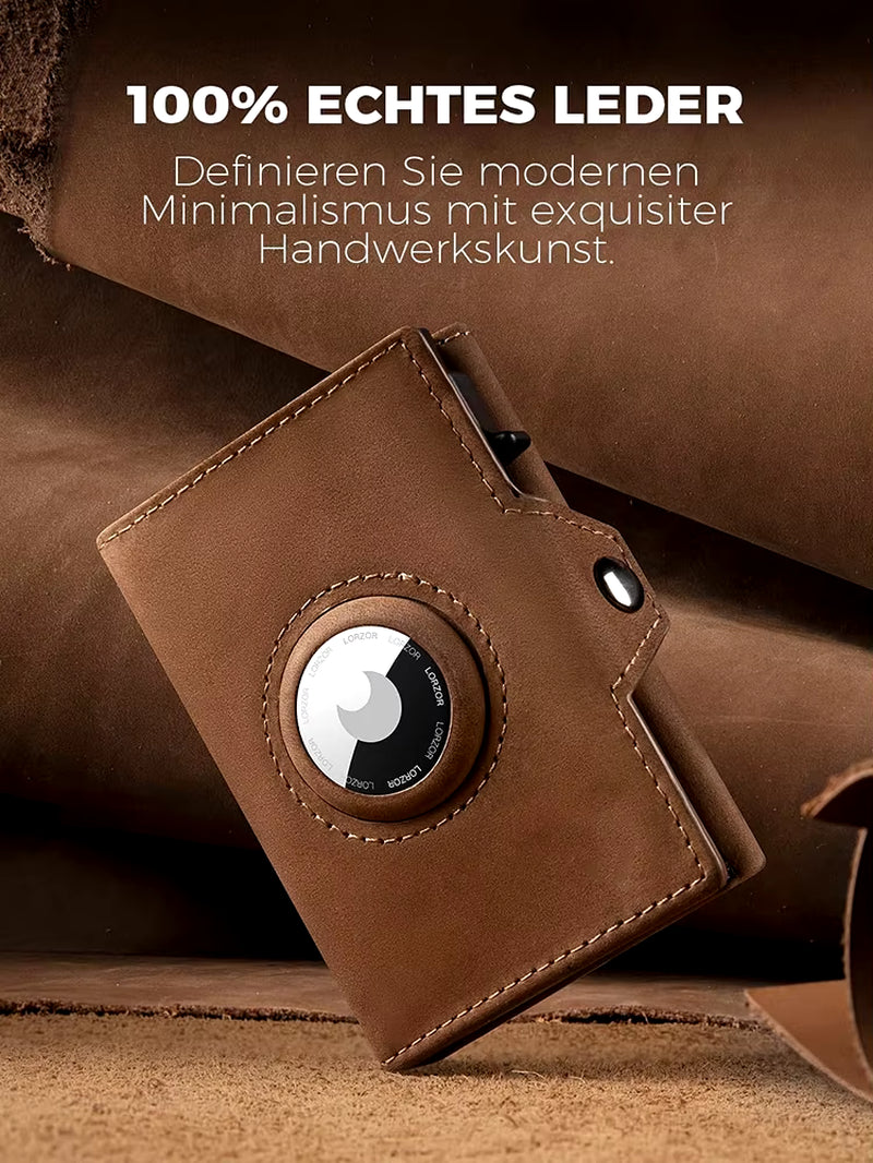 Wallet - Men’s Leather Wallet with Coin Pocket & AirTag Holder – RFID & Anti‑Theft Blocking, Card Clip Organizer