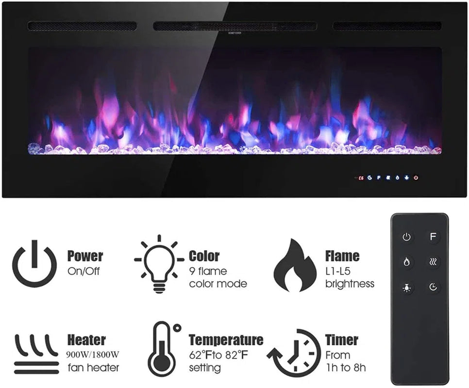 Eul  Black Electric Fireplace With
