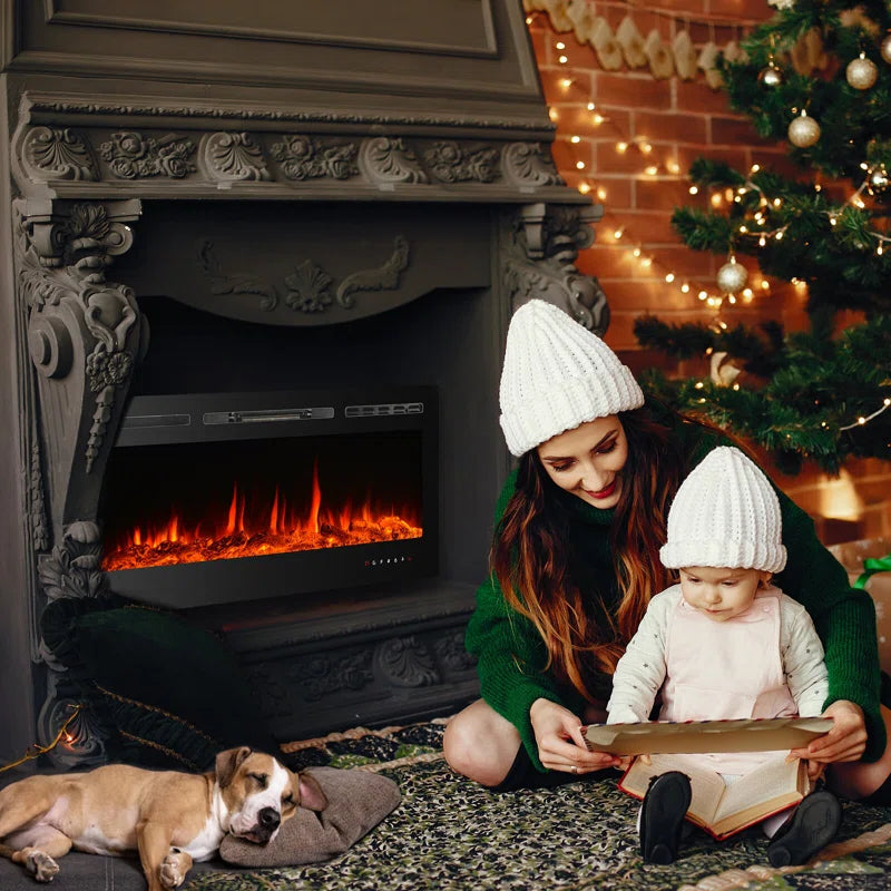 Eulala  Black Electric Fireplace with 5000 BTU