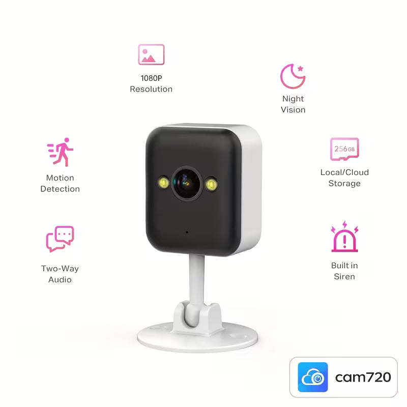 1080P HD Security Camera with Color Night Vision, Motion Alerts & Alexa – USB-Powered Indoor/Outdoor CCTV
