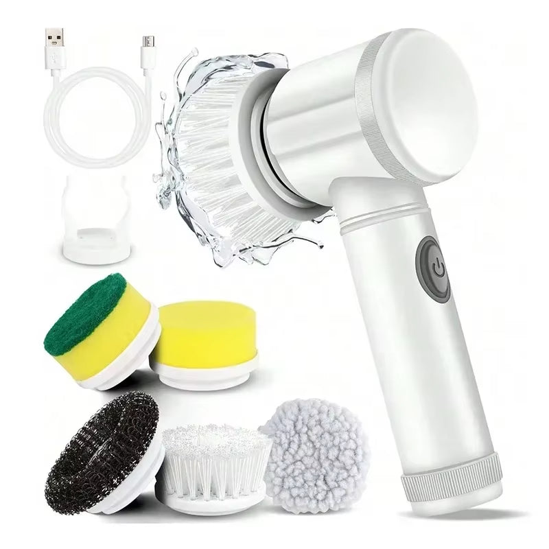 Electric Spin Scrubber – Cordless Cleaning Brush with 5 Attachments for Bathroom & Kitchen