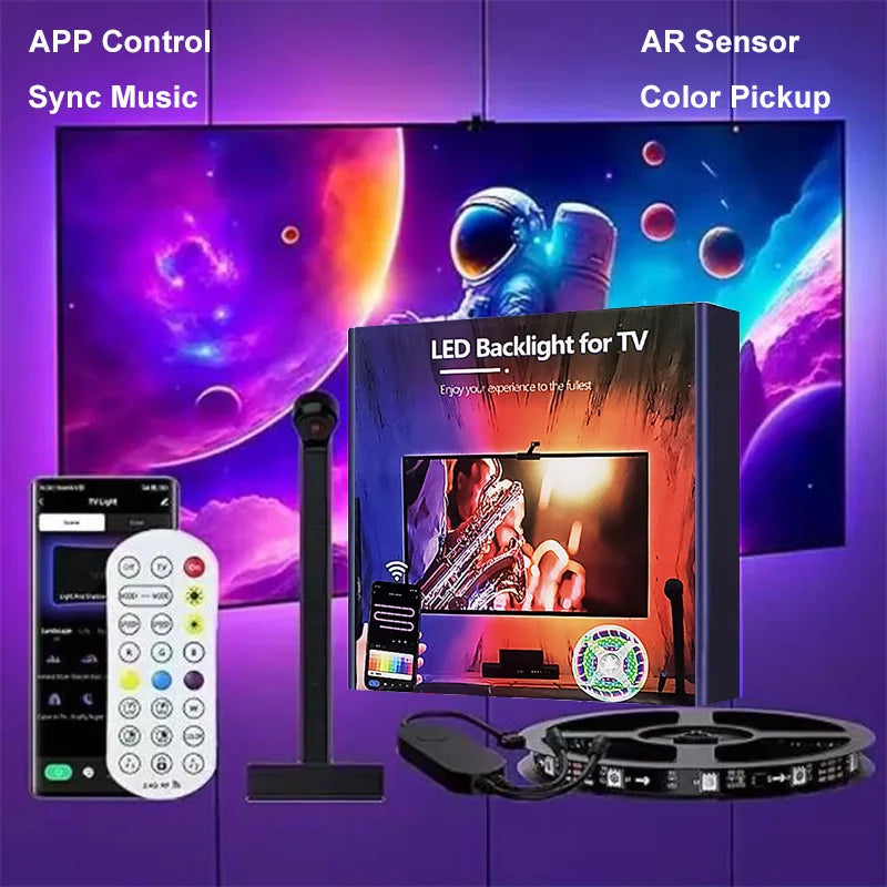 Lights - USB LED TV Backlight with Camera Color Pickup RGBIC LED Strip Lights APP Control Sync Music for 40-75 Inch TV Game Atmosphere