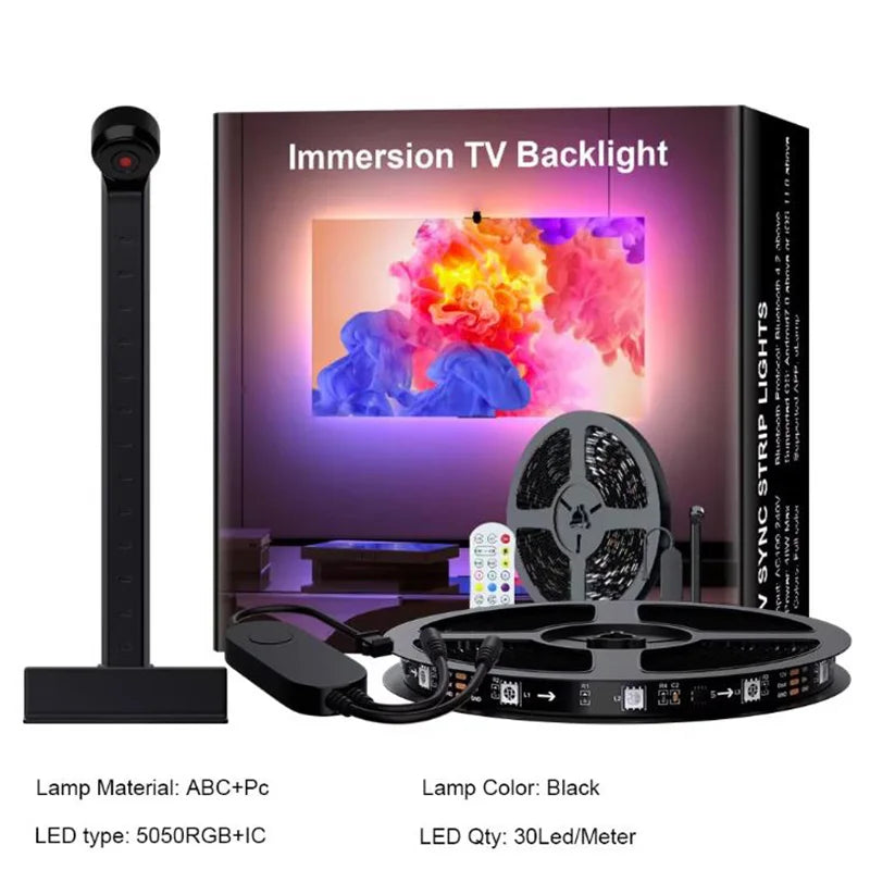 Lights - USB LED TV Backlight with Camera Color Pickup RGBIC LED Strip Lights APP Control Sync Music for 40-75 Inch TV Game Atmosphere