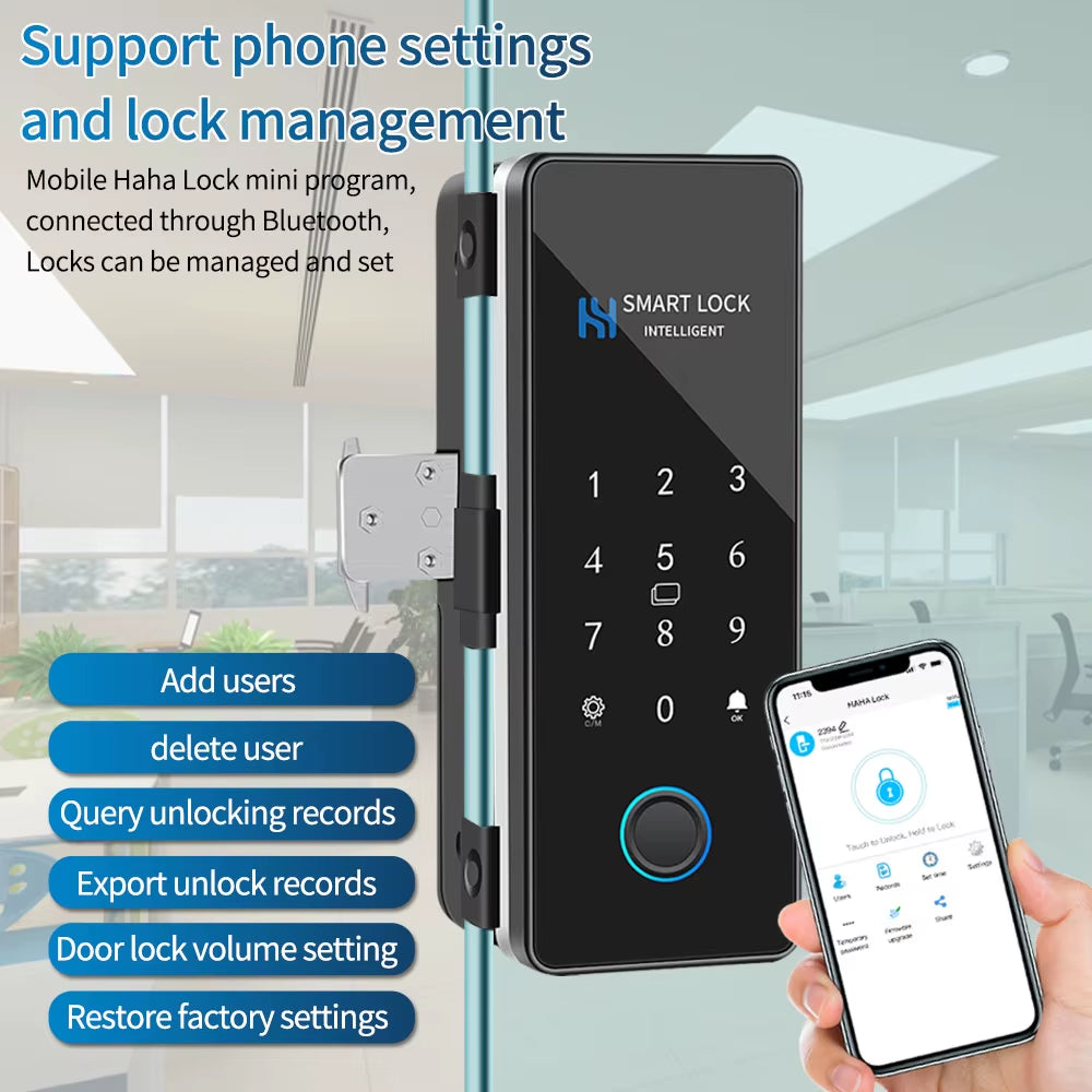 Smart Door Lock for Wooden Sliding Glass Door Hahalock App Biometric Fingerprint Lock Bluetooth IC Card Electronic Digital Lock
