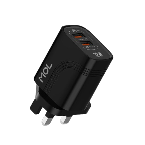 MOL Adventure Dual USB Charger with with a FREE 2.4A type C cable