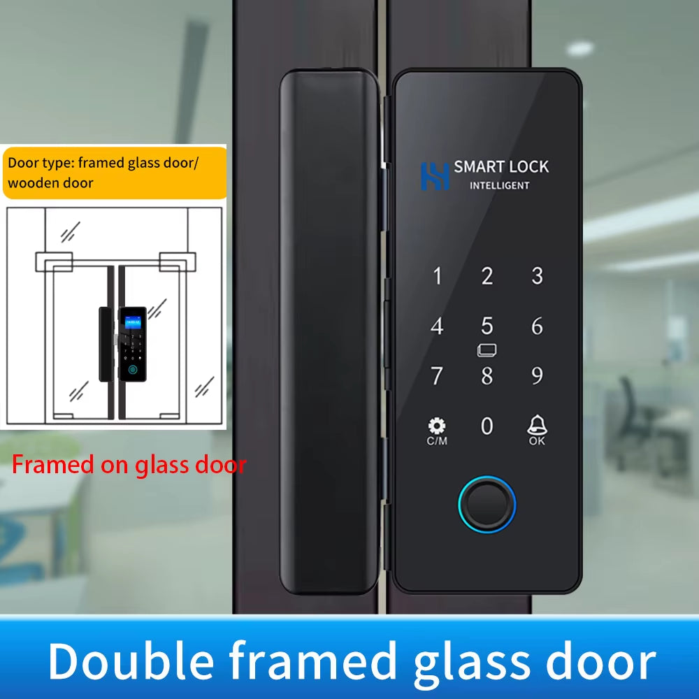 Smart Door Lock for Wooden Sliding Glass Door Hahalock App Biometric Fingerprint Lock Bluetooth IC Card Electronic Digital Lock
