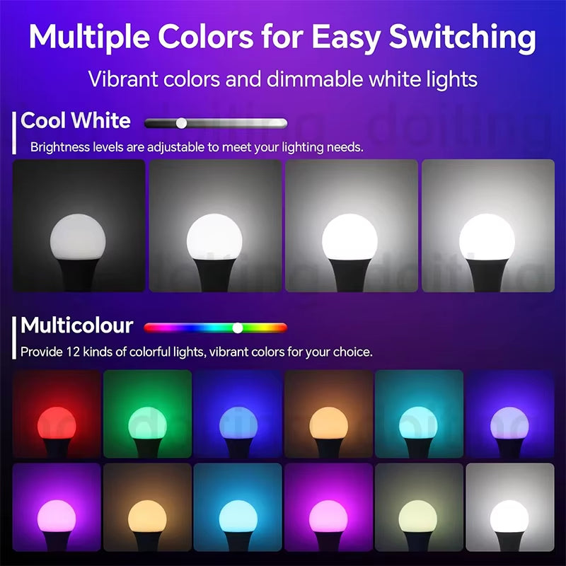 Colour Changing Light B22 Tuya Bluetooth APP Control 220V LED Bulbs Dimmable RGB White RGBCCT 16 Million Smart Life