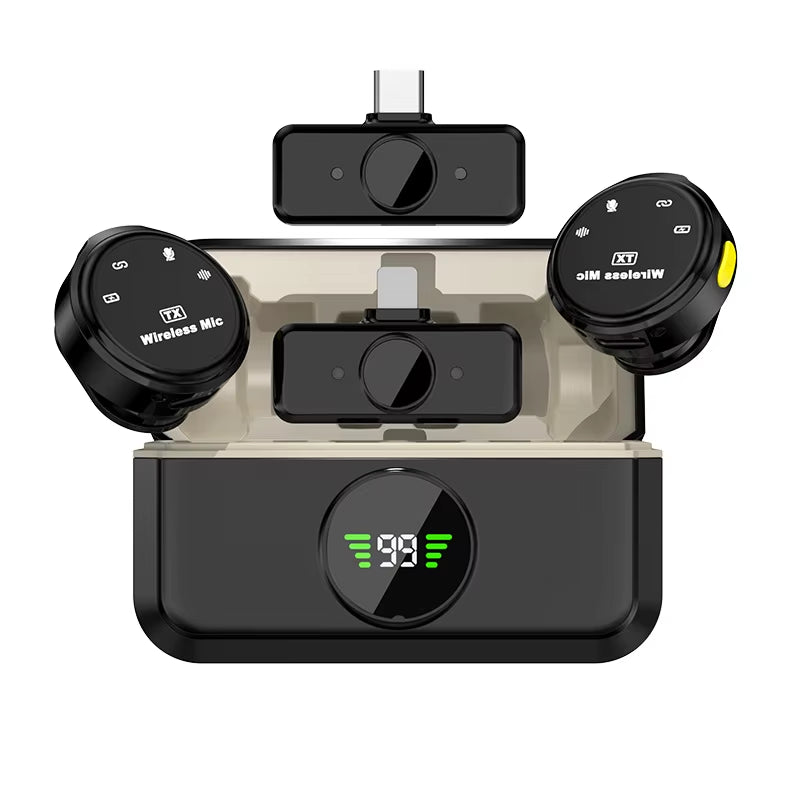 2.4G Plug and Play Chip Wireless Lavalier Mic with Charging Case Lavalier Microphone Wireless for Iphone