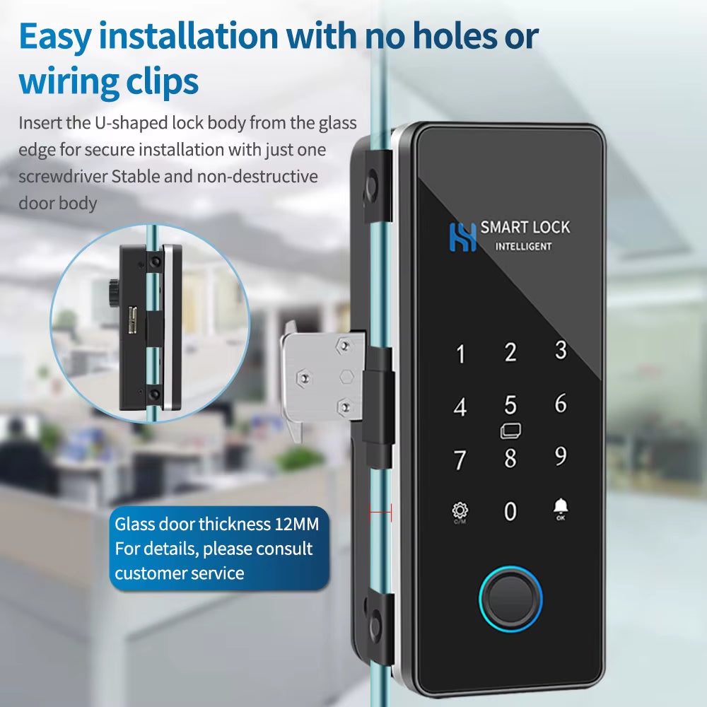 Smart Door Lock for Wooden Sliding Glass Door Hahalock App Biometric Fingerprint Lock Bluetooth IC Card Electronic Digital Lock