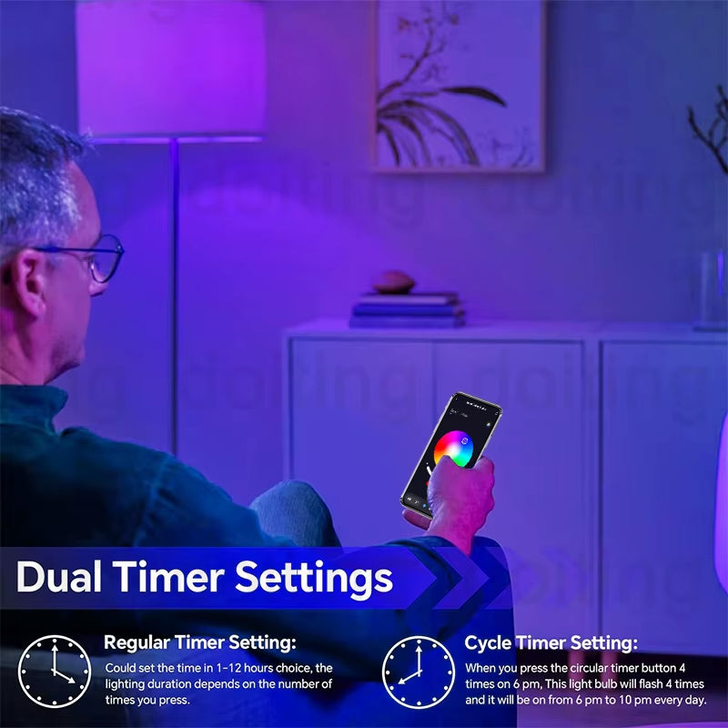 Colour Changing Light B22 Tuya Bluetooth APP Control 220V LED Bulbs Dimmable RGB White RGBCCT 16 Million Smart Life