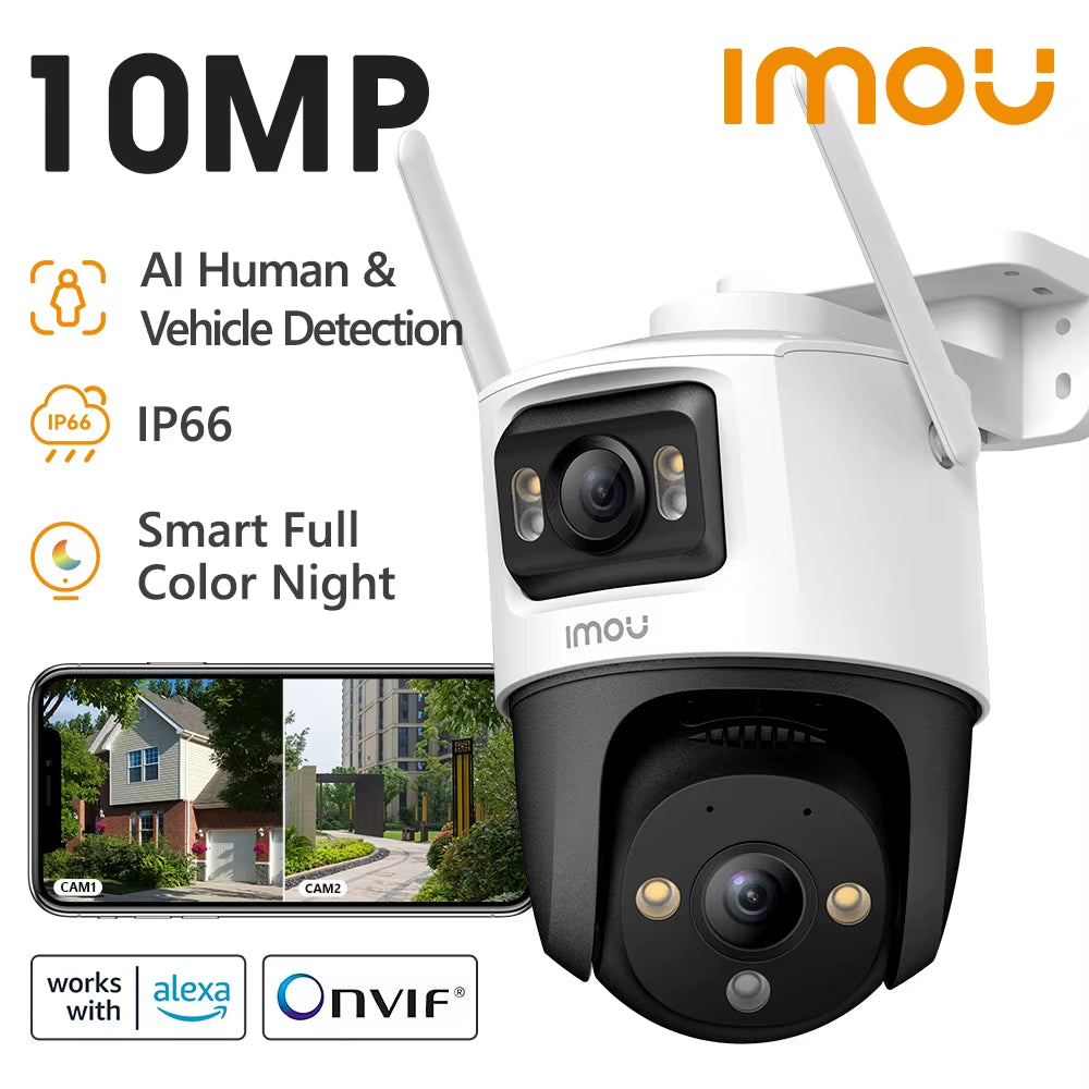 IMOU 10 MP Dual‑Lens Outdoor PTZ Security Camera – AI‑Powered Human & Vehicle Detection, Smart Surveillance for Home & Yard