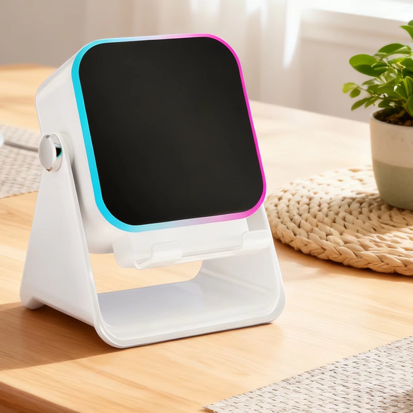 Induction Speaker for Cell Phone Audio Station with Light 10W Phone Holder Wireless Charger Speaker for Home Office Travel