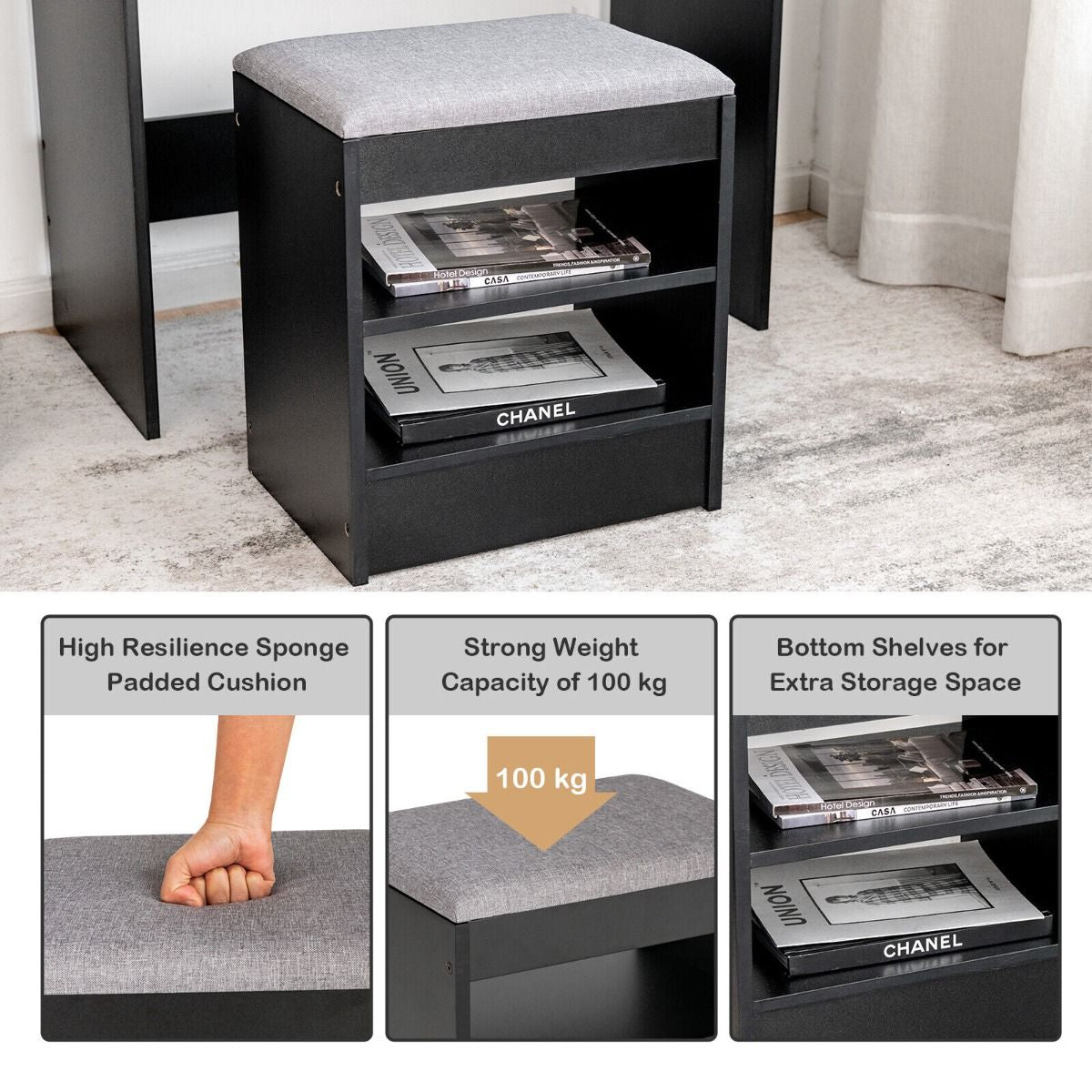 Vanity Set with LED Lighted Mirror Modern Dressing Makeup Vanity Table with Large Drawer