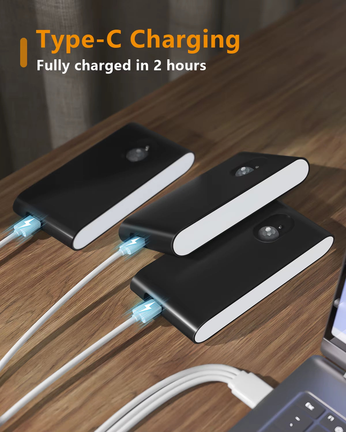 Motion Sensor Night Light Warm White Indoor Rechargeable Stair Light Indoor for Hallway Stairway Bathroom Bedroom Kitchen