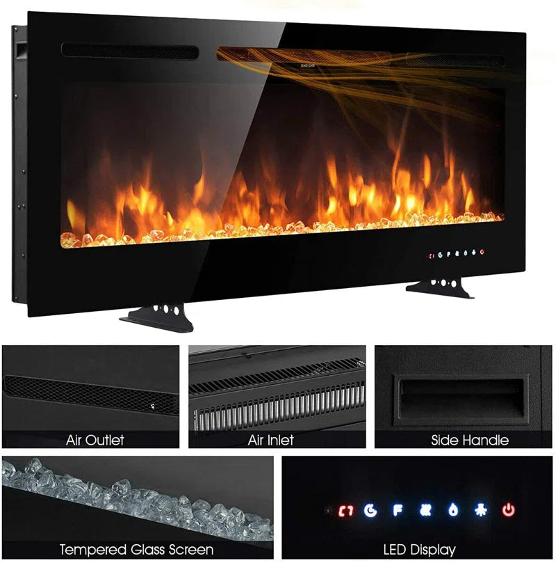Eul  Black Electric Fireplace With