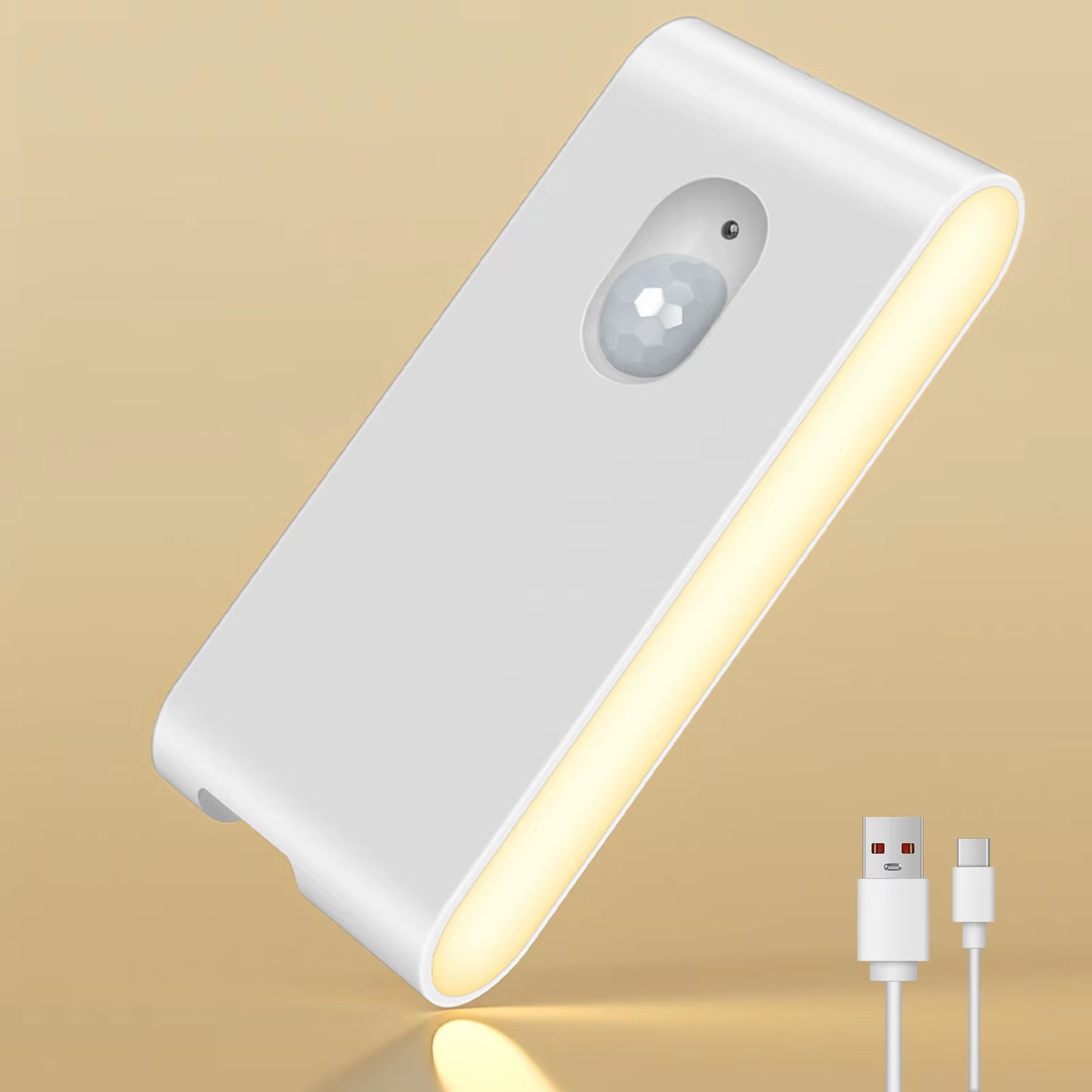 Motion Sensor Night Light Warm White Indoor Rechargeable Stair Light Indoor for Hallway Stairway Bathroom Bedroom Kitchen