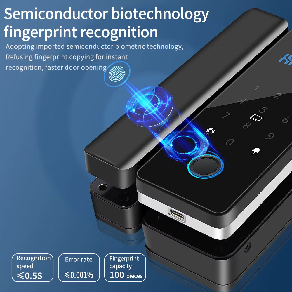 Smart Door Lock for Wooden Sliding Glass Door Hahalock App Biometric Fingerprint Lock Bluetooth IC Card Electronic Digital Lock