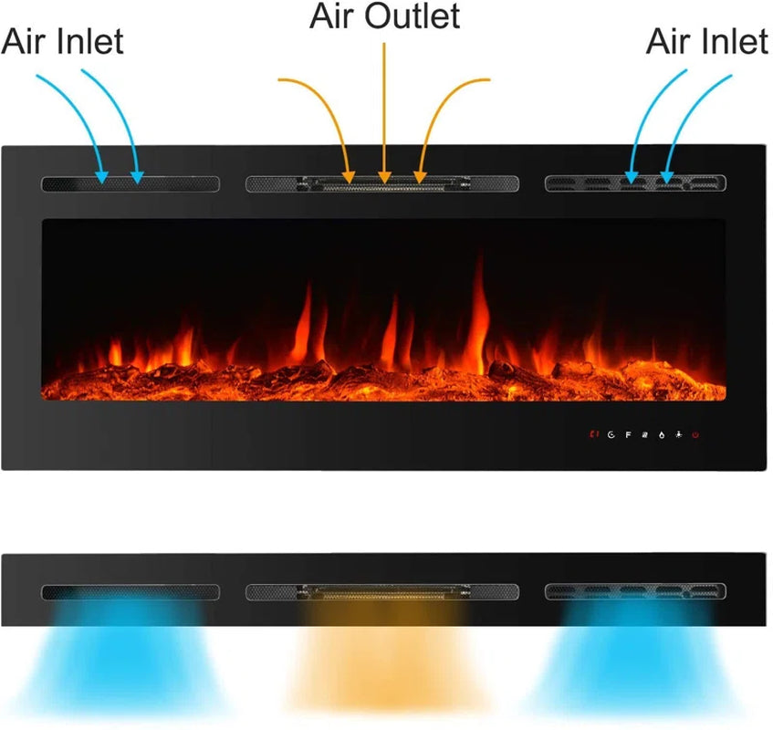 Eulala  Black Electric Fireplace with 5000 BTU