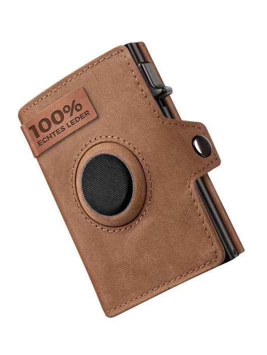 Wallet - Men’s Leather Wallet with Coin Pocket & AirTag Holder – RFID & Anti‑Theft Blocking, Card Clip Organizer