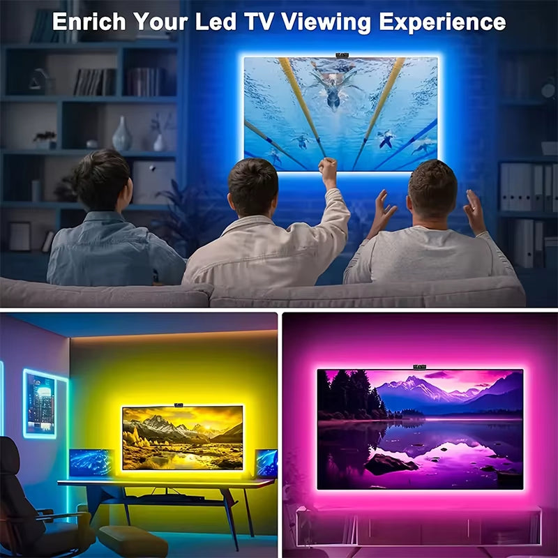 Lights - USB LED TV Backlight with Camera Color Pickup RGBIC LED Strip Lights APP Control Sync Music for 40-75 Inch TV Game Atmosphere