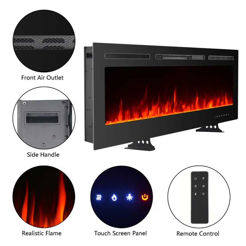 Eulala  Black Electric Fireplace with 5000 BTU