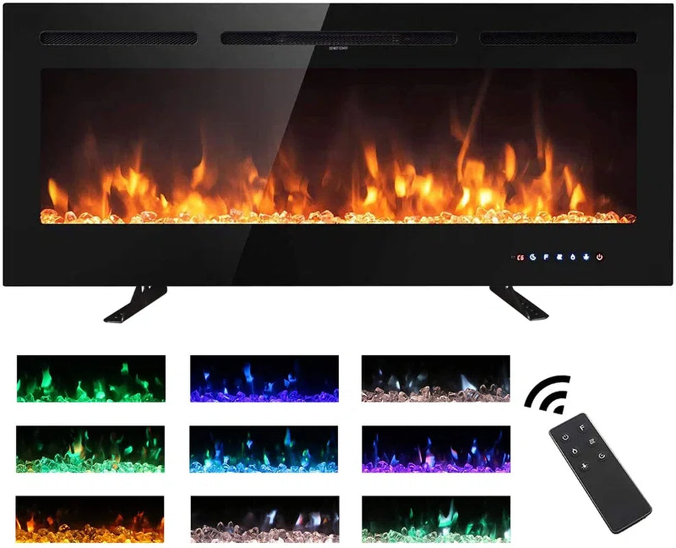 Eul  Black Electric Fireplace With