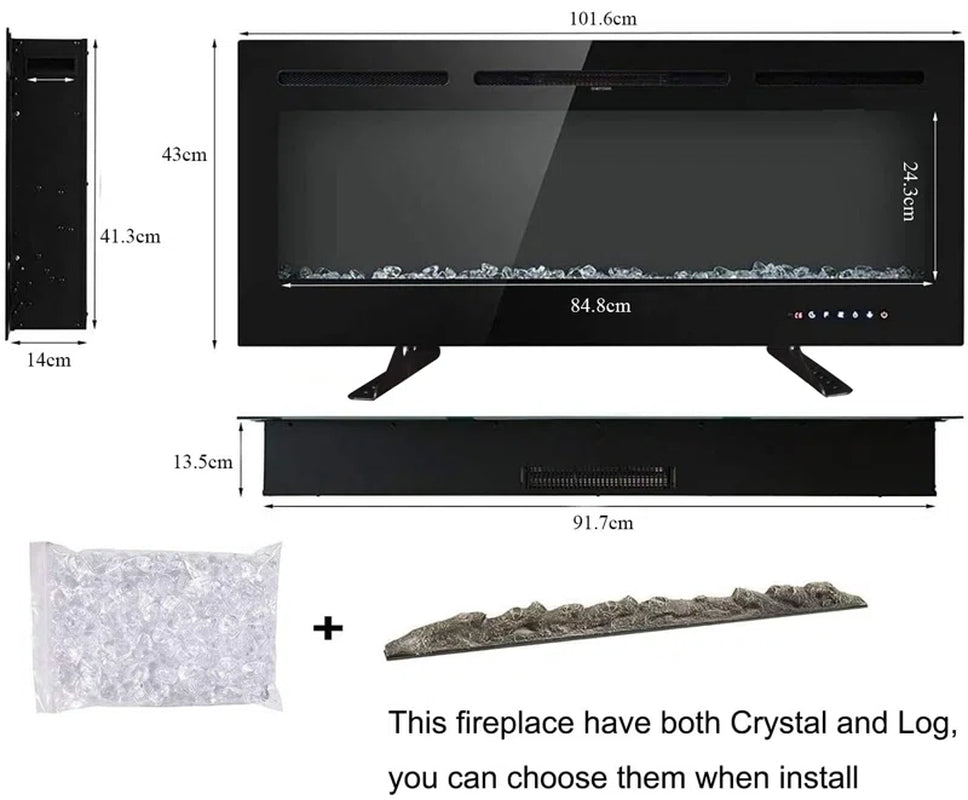 Eul  Black Electric Fireplace With