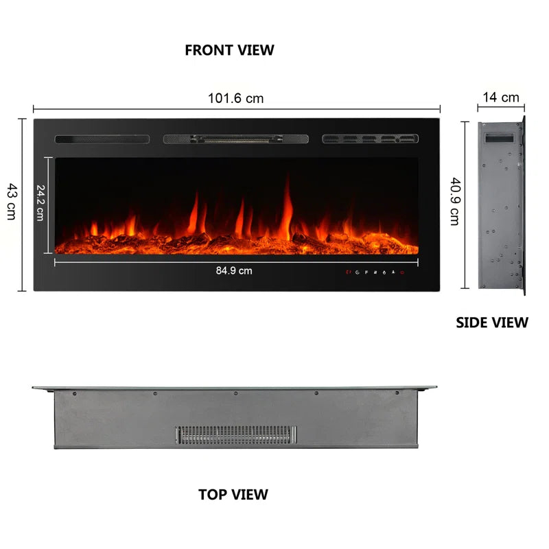 Eulala  Black Electric Fireplace with 5000 BTU