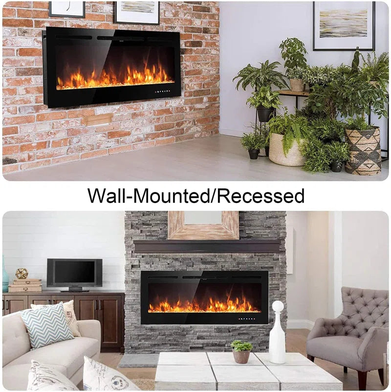 Eul  Black Electric Fireplace With