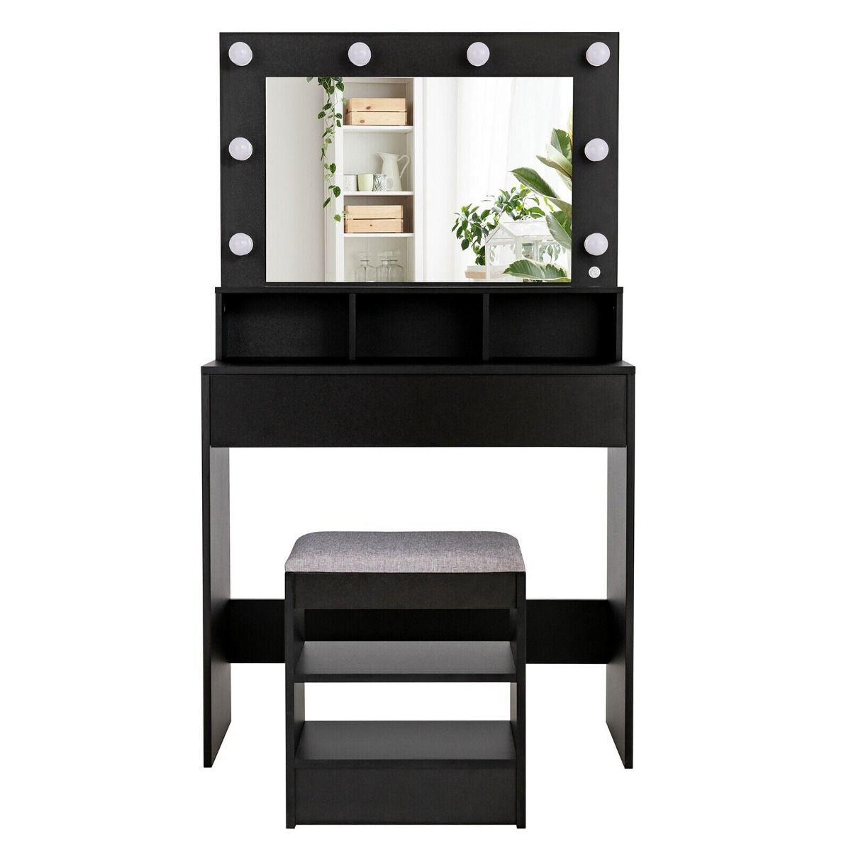 Vanity Set with LED Lighted Mirror Modern Dressing Makeup Vanity Table with Large Drawer