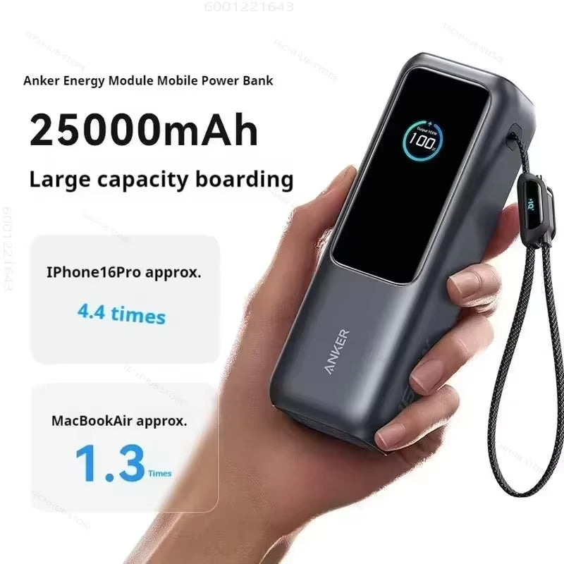 Anker Zolo Power Bank 25000Mah 165W Max Fast Charge High Capacity Retractable Cables Mobile Phone Power Bank Lightweight PC