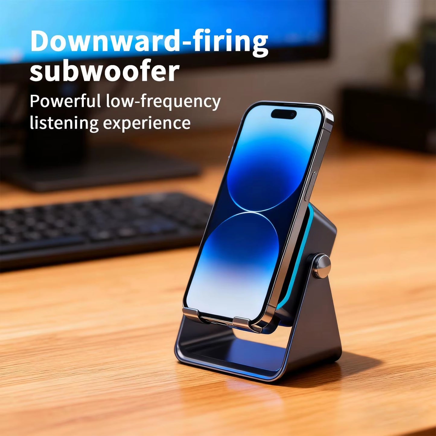 Induction Speaker for Cell Phone Audio Station with Light 10W Phone Holder Wireless Charger Speaker for Home Office Travel