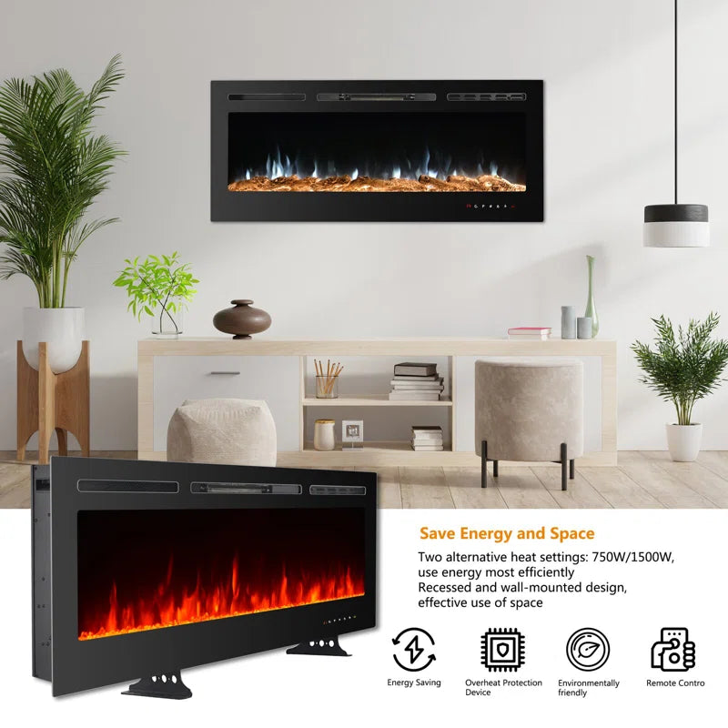 Eulala  Black Electric Fireplace with 5000 BTU