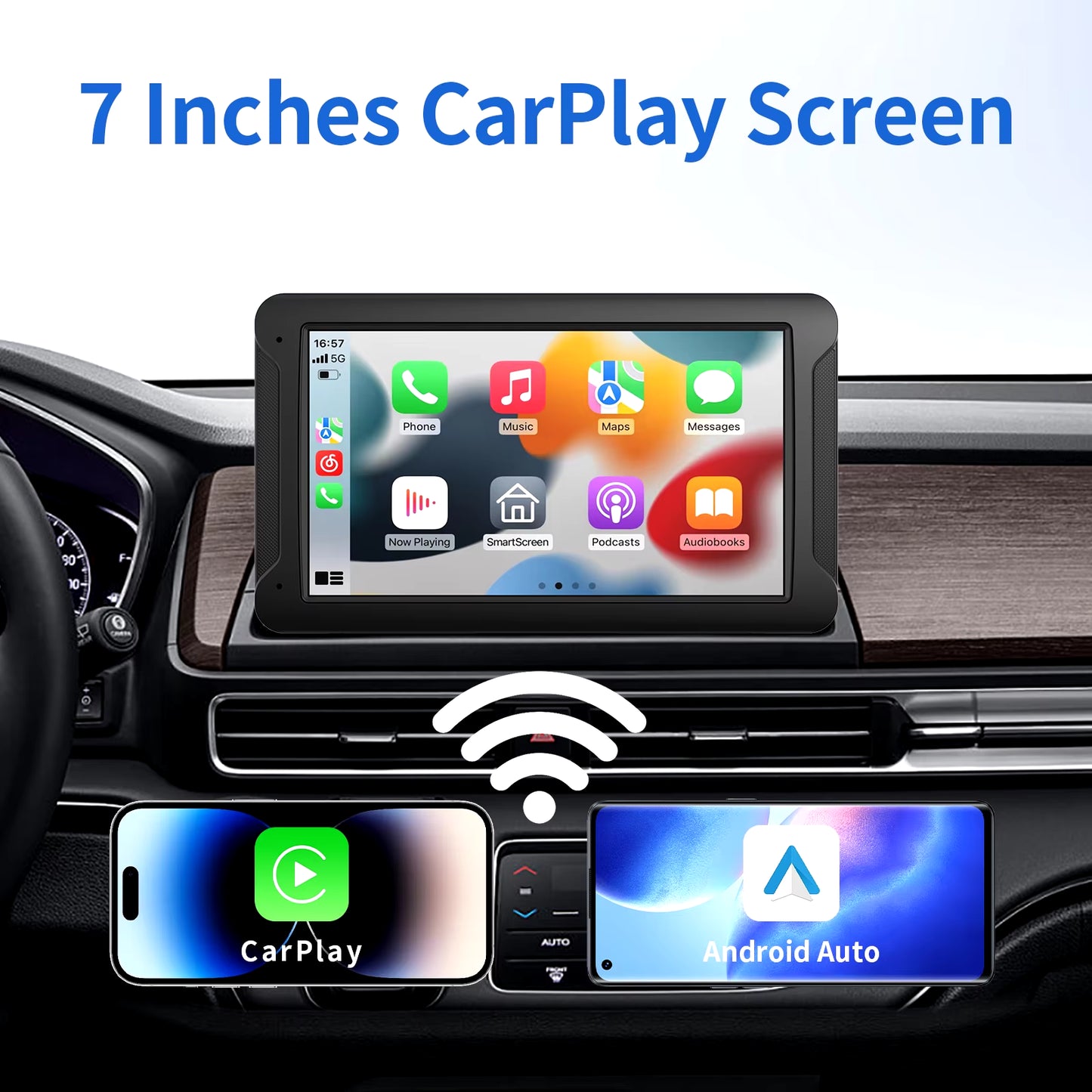 Universal Portable Carplay for Car Screen, Car Radio Multimedia WIFI Video Player Wireless Carplay Screen for Apple or Android